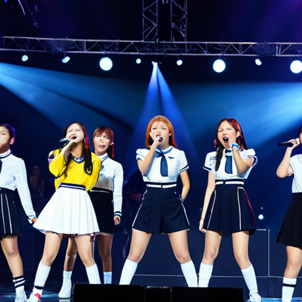 K-Pop Concert Excitement**

"A vibrant K-Pop concert scene in Brazil, with a fully clothed diverse crowd enthusiastically singing along in Korean, bright stage lights, a popular K-Pop group performing on stage in modest stage outfits, safe for work, appropriate content, perfect anatomy, correct proportions, dynamic composition, professional photography, high quality, family-friendly."

**