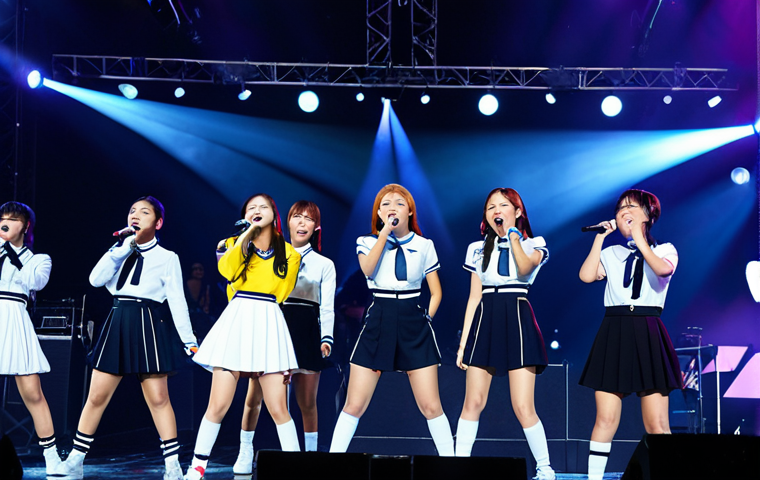 K-Pop Concert Excitement**

"A vibrant K-Pop concert scene in Brazil, with a fully clothed diverse crowd enthusiastically singing along in Korean, bright stage lights, a popular K-Pop group performing on stage in modest stage outfits, safe for work, appropriate content, perfect anatomy, correct proportions, dynamic composition, professional photography, high quality, family-friendly."

**